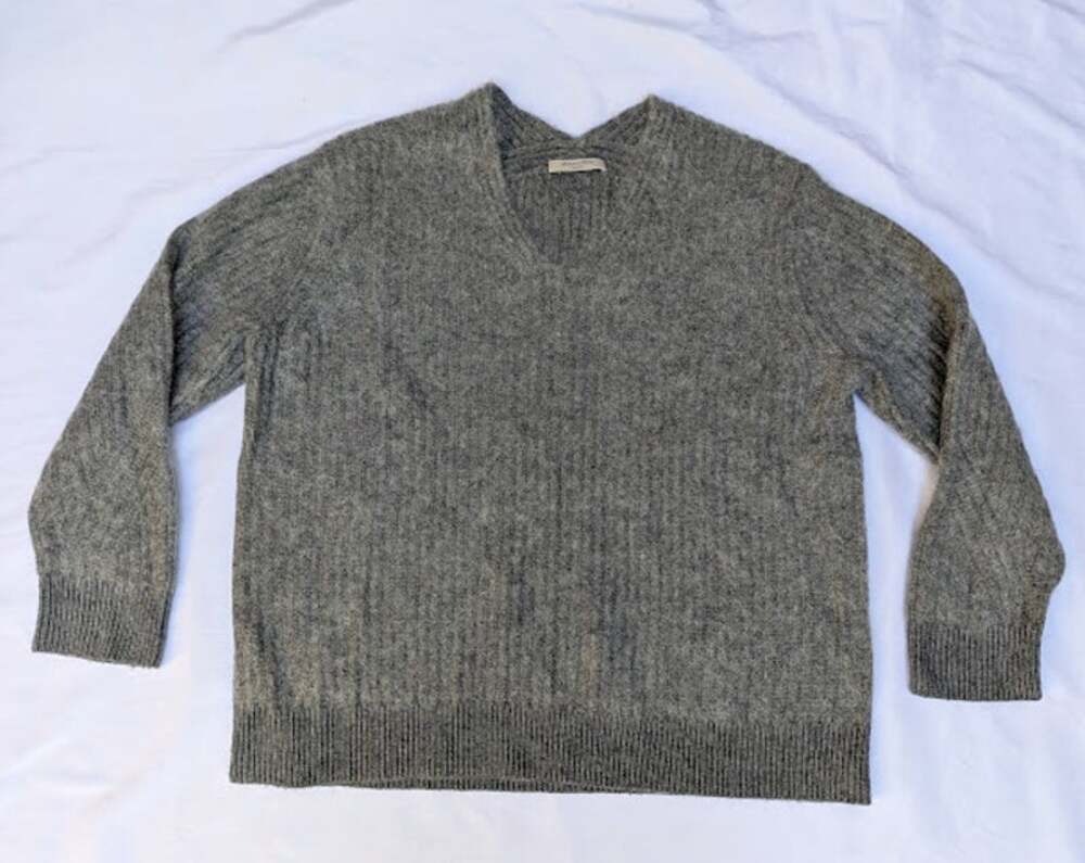 All Saints Grey Wool Blend Sweater Pullover V-neck Sweater Womens Large